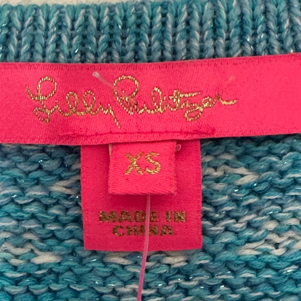 Brand New Lilly Pulitzer Kienna Cardigan Cumulus Blue XS Preppy Cropped - Picture 4 of 8